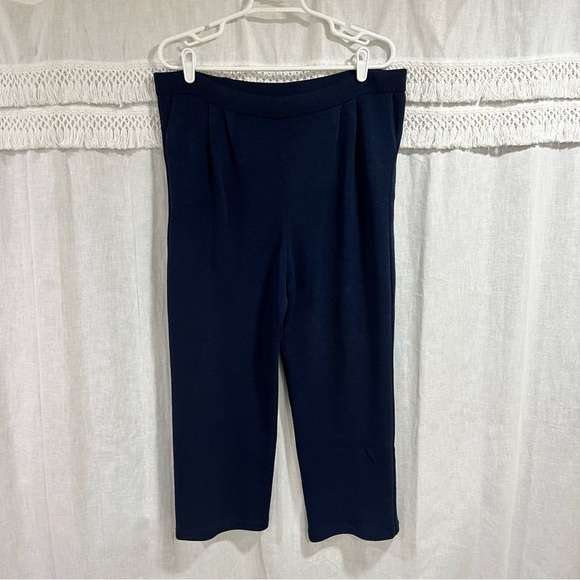 St John Basics Blue Knit Trouser Pants Size 12 - Picture 1 of 11
